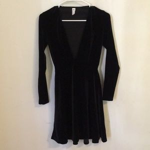 American Apparel Velvet Skater Dress Low Cut Rare